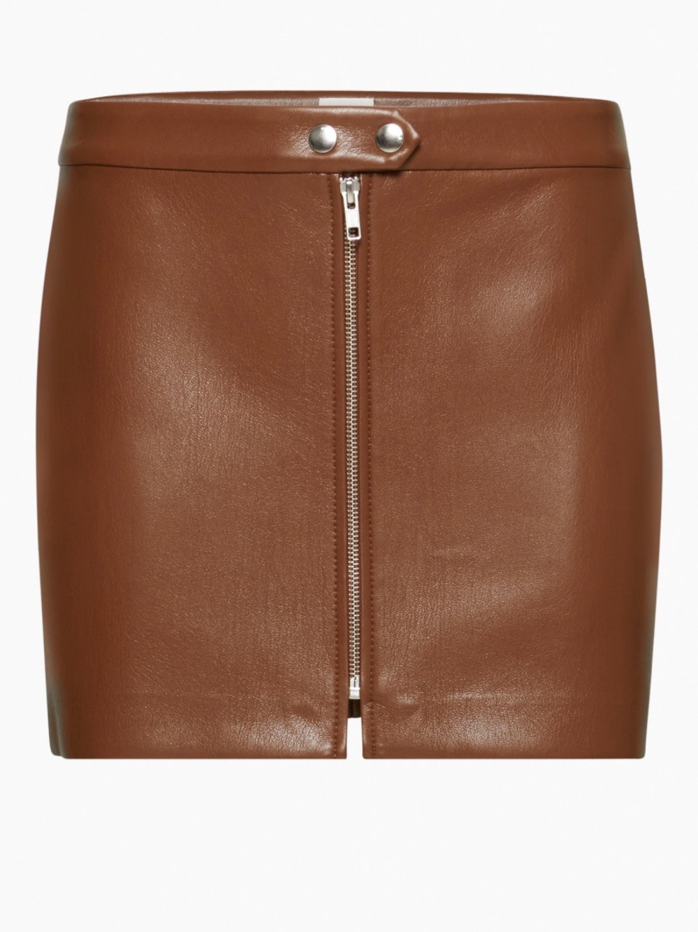 Wilfred Chocolate Brown Leather Zip Mini Skirt